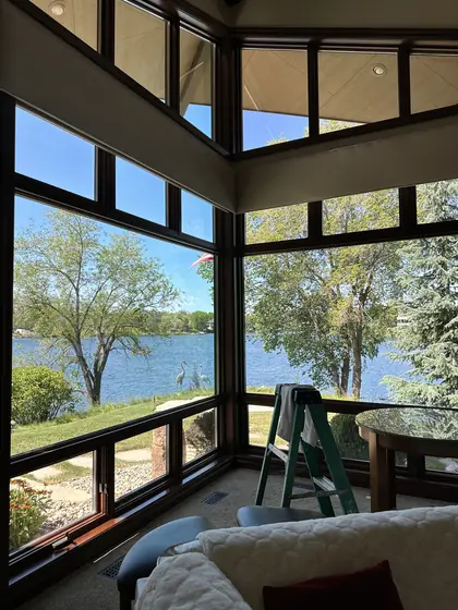 Crystal-clear windows framing a Treasure Valley lake view