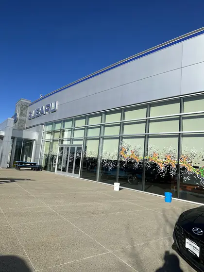 Commercial building with a spotless glass facade